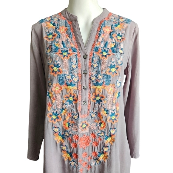 Luna Moon Womens Blouse Small Ramon Anthropologie Embroidered Long Sleeve - Picture 2 of 6
